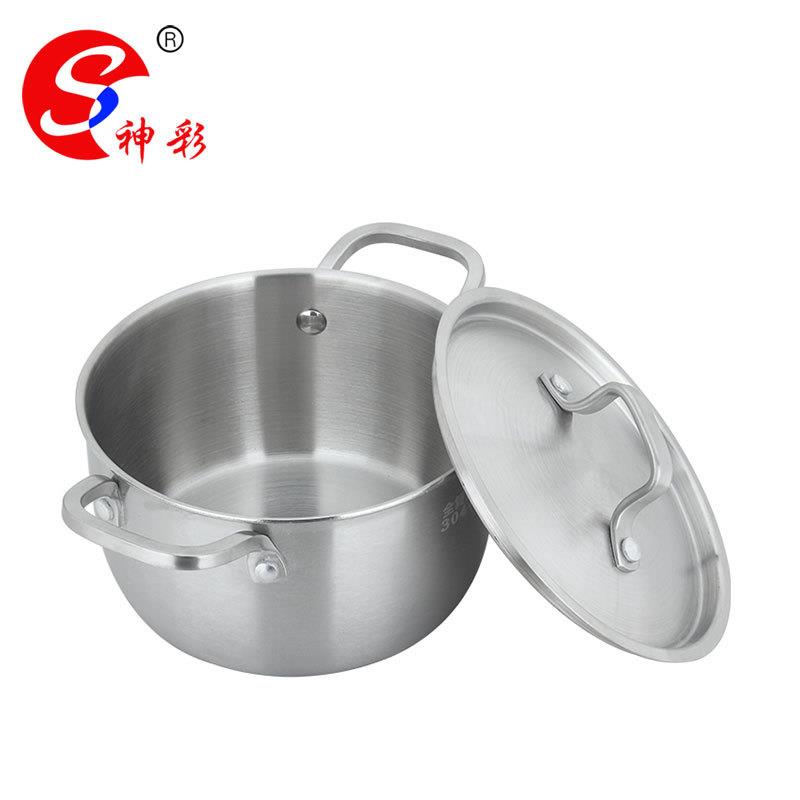 不锈钢汤锅304加厚双耳三层钢底电磁炉通用小锅面条不粘锅锅具