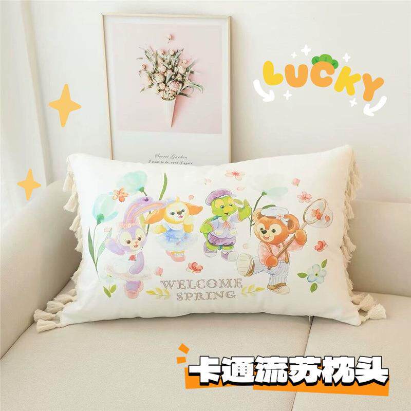 日系可爱卡通梦幻春日花香流苏大抱枕沙发靠枕少女心床头沙发靠背