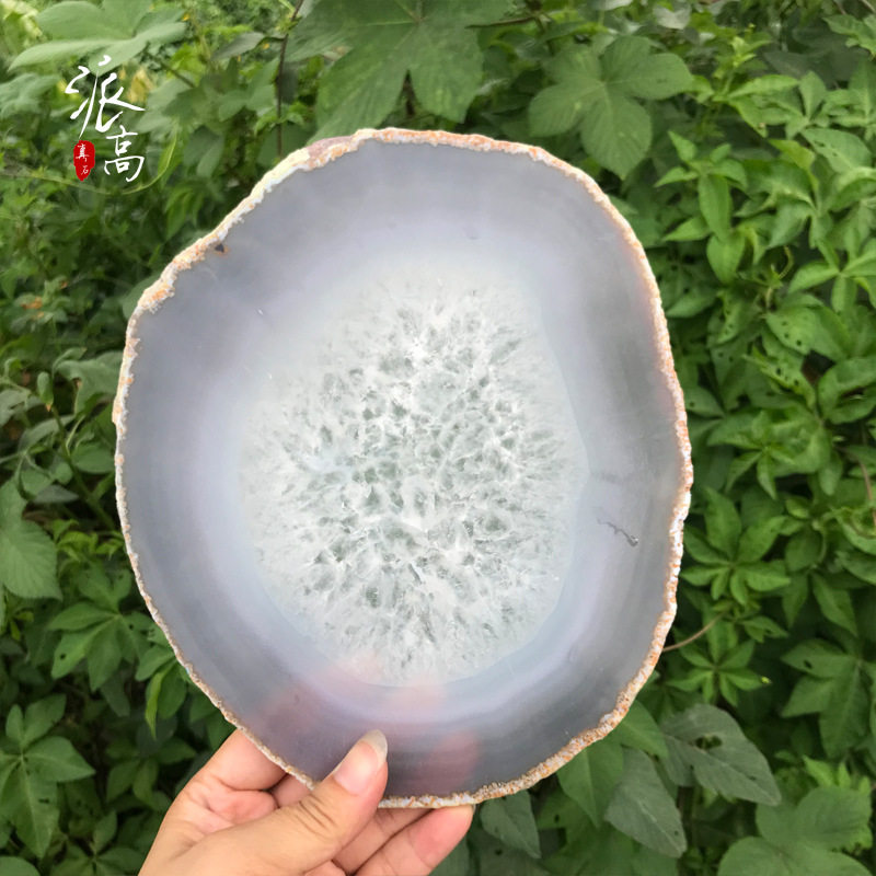厂家直供天然玛瑙片大号玛瑙原石切片抛光风景片画画片茶杯垫摆件