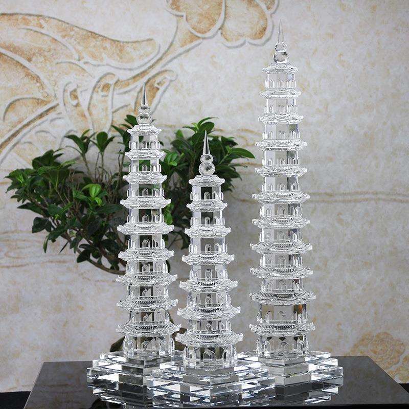 水晶工艺品摆件7层文昌塔9层花边文雷峰塔11层透明办公室书房中式
