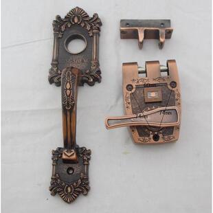 包邮 木门大门锁自动锁935 虎齿门锁红古铜外装 老虎锁防盗门老式