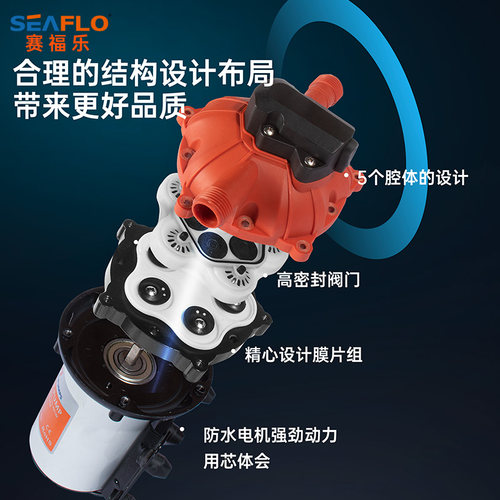 seaflo自吸高增压冲洗12伏直流工业隔膜水泵游艇大流量24V喷雾器