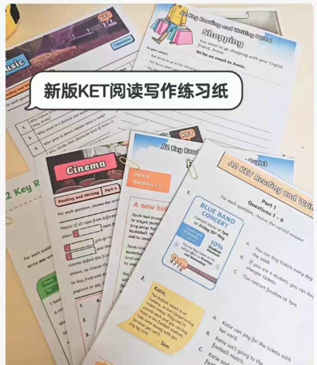 新版KET口语阅读写作练习纸电子版资料_百度网盘自动发货