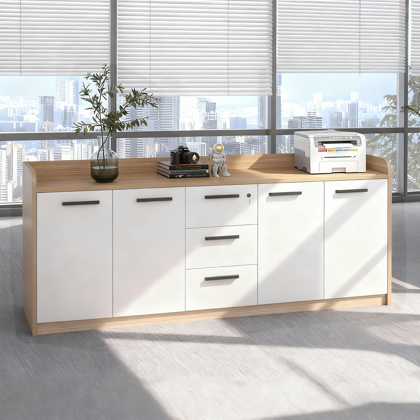 办公室茶水柜会议室柜子落地矮柜隔断办公桌侧柜置物复印机工作台