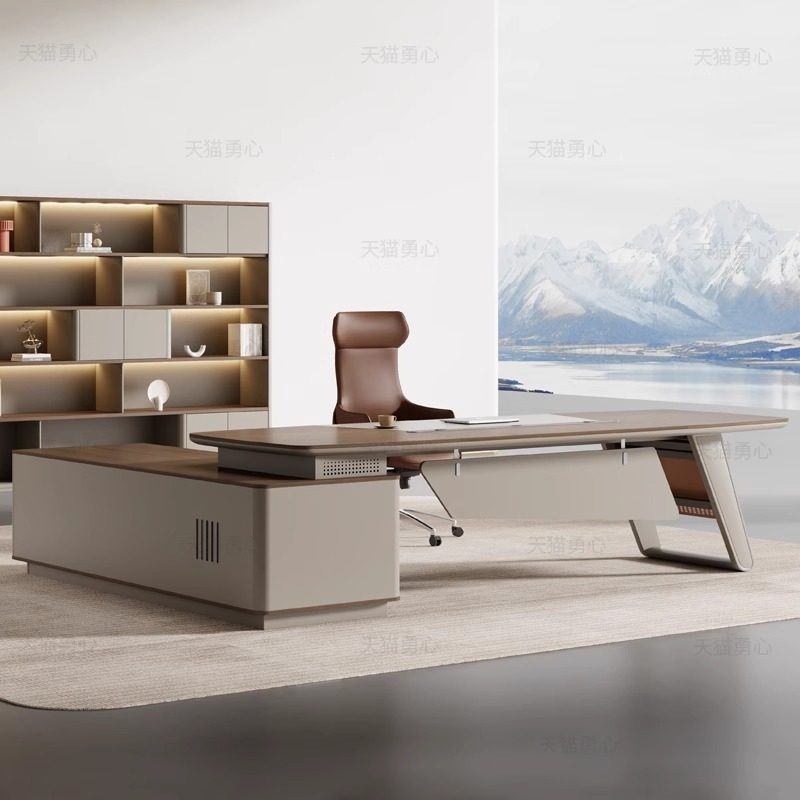 老板办公桌简约现代高档轻奢办公室高端经理桌主管桌总裁桌椅组合