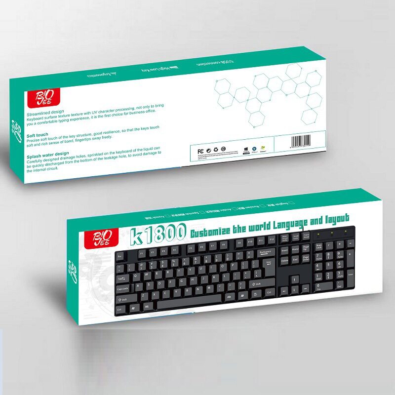 K1800英文法文饿文西班牙文阿拉拍文USB有线办公电脑键盘