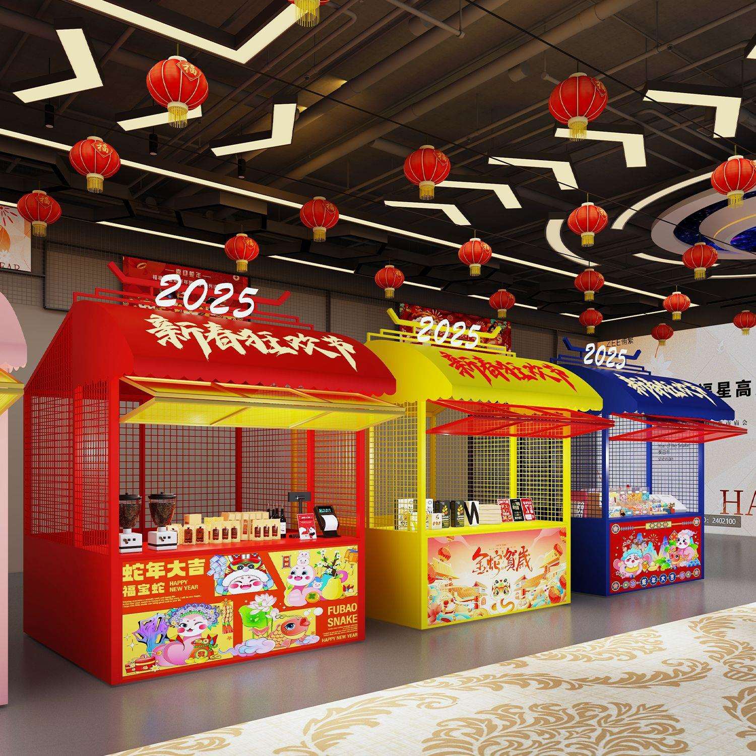 网红新春大型活动铁艺架夜市美食街小吃摊位架户外景区可移动架子
