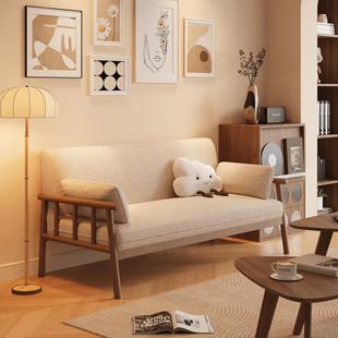 日式实木沙发小户型三人位冬夏两用公寓民宿双人布艺沙发桌椅组合