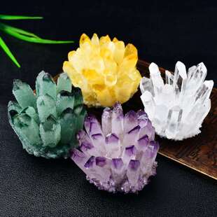 水晶簇原石摆件白水晶簇黄水晶簇茶晶簇紫水晶簇办公桌面装饰