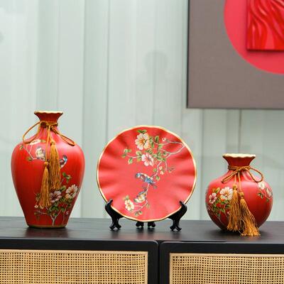 创意摆件欧式花瓶三件套家居新婚房摆设客厅电视柜玄关装饰品礼D&