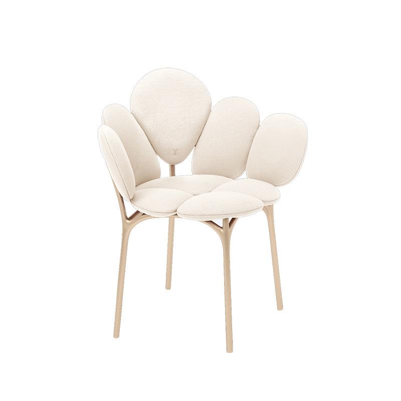 意式轻奢设计师创意花瓣椅现代别墅豪宅不锈钢靠背餐椅卧室梳妆椅