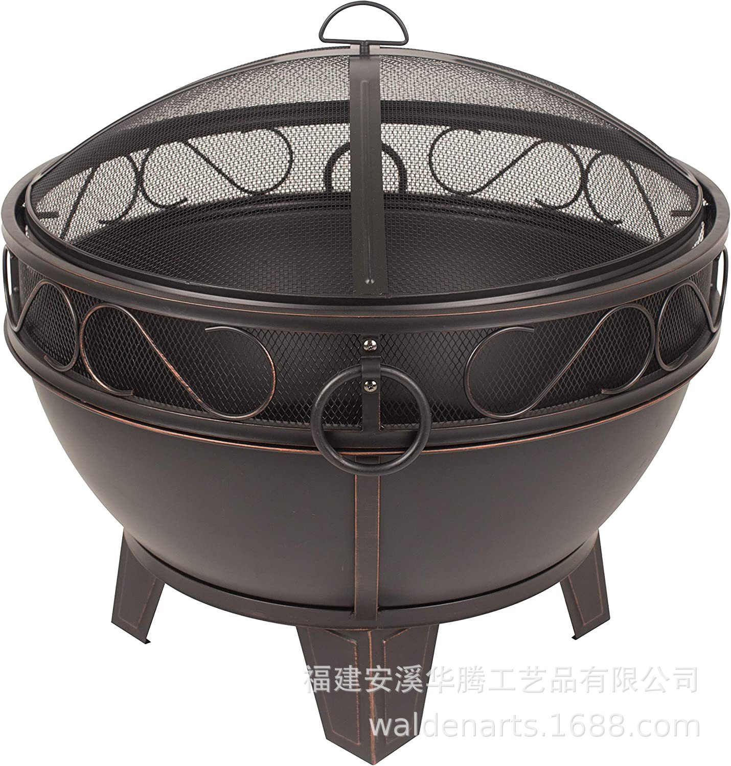 户外烧烤炉木炭庭院烧烤架美式野外焖烤炉烤火盆圆形取暖炉