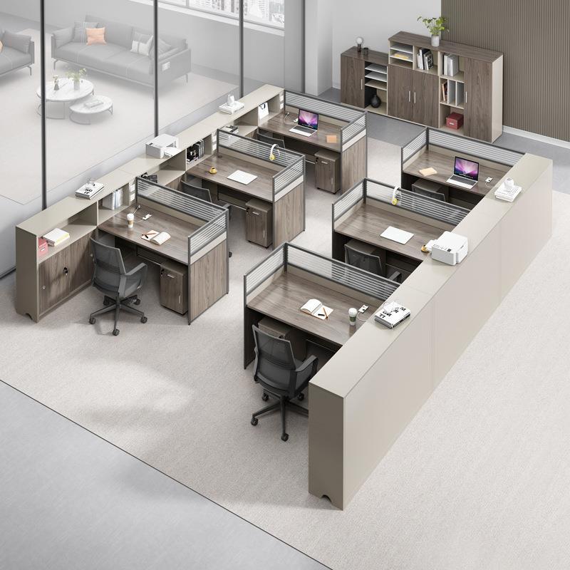 职员桌办公桌员工桌四人位4人6财务室简约财务桌屏风隔断桌椅组合