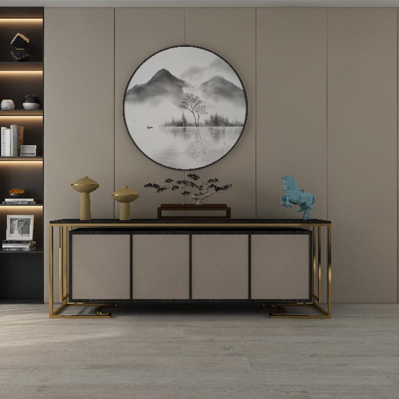 美式轻奢餐边柜现代简约卧室储物柜后现代客厅玄关柜小户型茶水柜