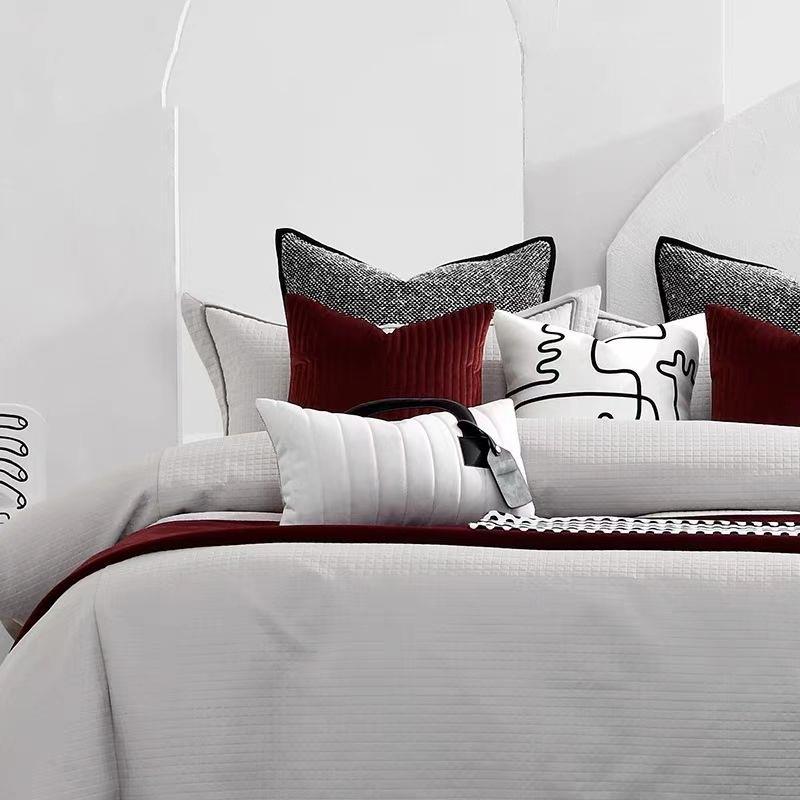 轻奢现代样板间床品售楼部样板房床上用品软装摆场简约多件套