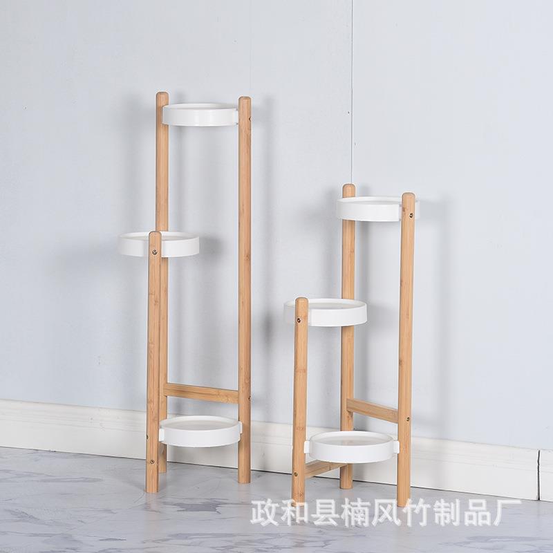 竹制阳台置物架室内装饰客厅花盆架子落地式三层绿萝花架