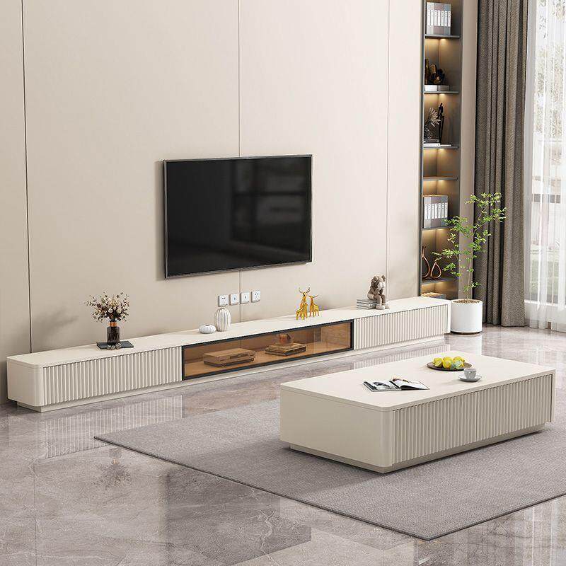 实木电视柜落地茶几组合简约小户型意式家用路由器收纳柜新款环s^