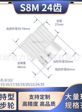 同步带轮夹持型S8M24齿宽27内孔8101215192025齿形带同步轮