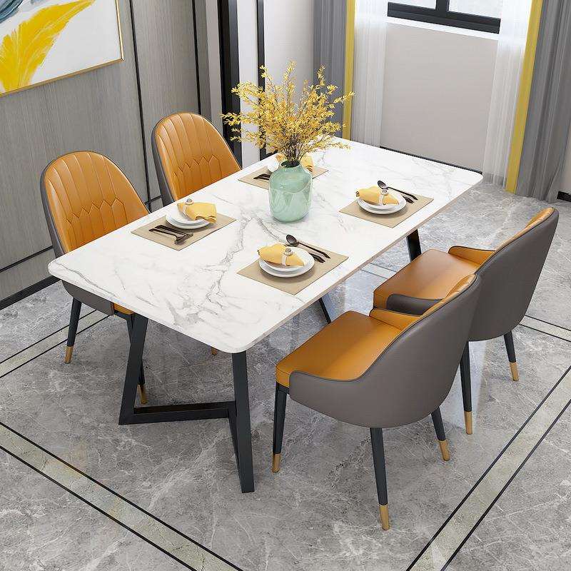 轻奢大理石餐桌简约家用长方形吃饭桌子小户型4人位餐桌椅组合