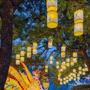 挂树国潮风灯笼新中式吊灯户外防水防晒灯会元宵大型活动蘑菇小匠