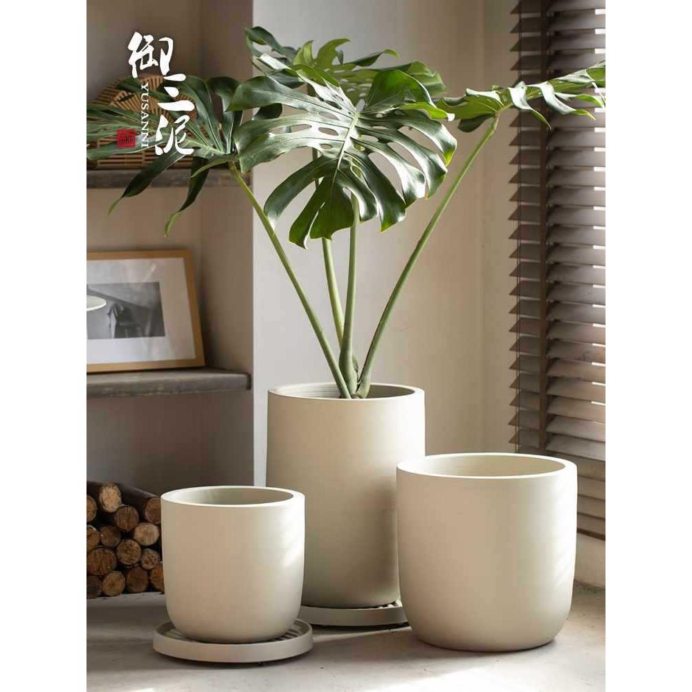 厚重感手工陶瓷花盆龟背竹绿植盆感陶盆大口径种植盆橡皮树盆