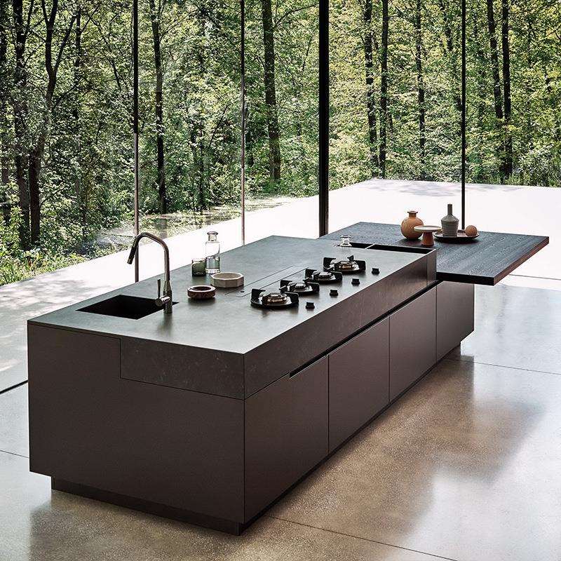 岩板岛台餐桌一体轻奢厨房中岛高端简约开放式厨房多功能水吧台