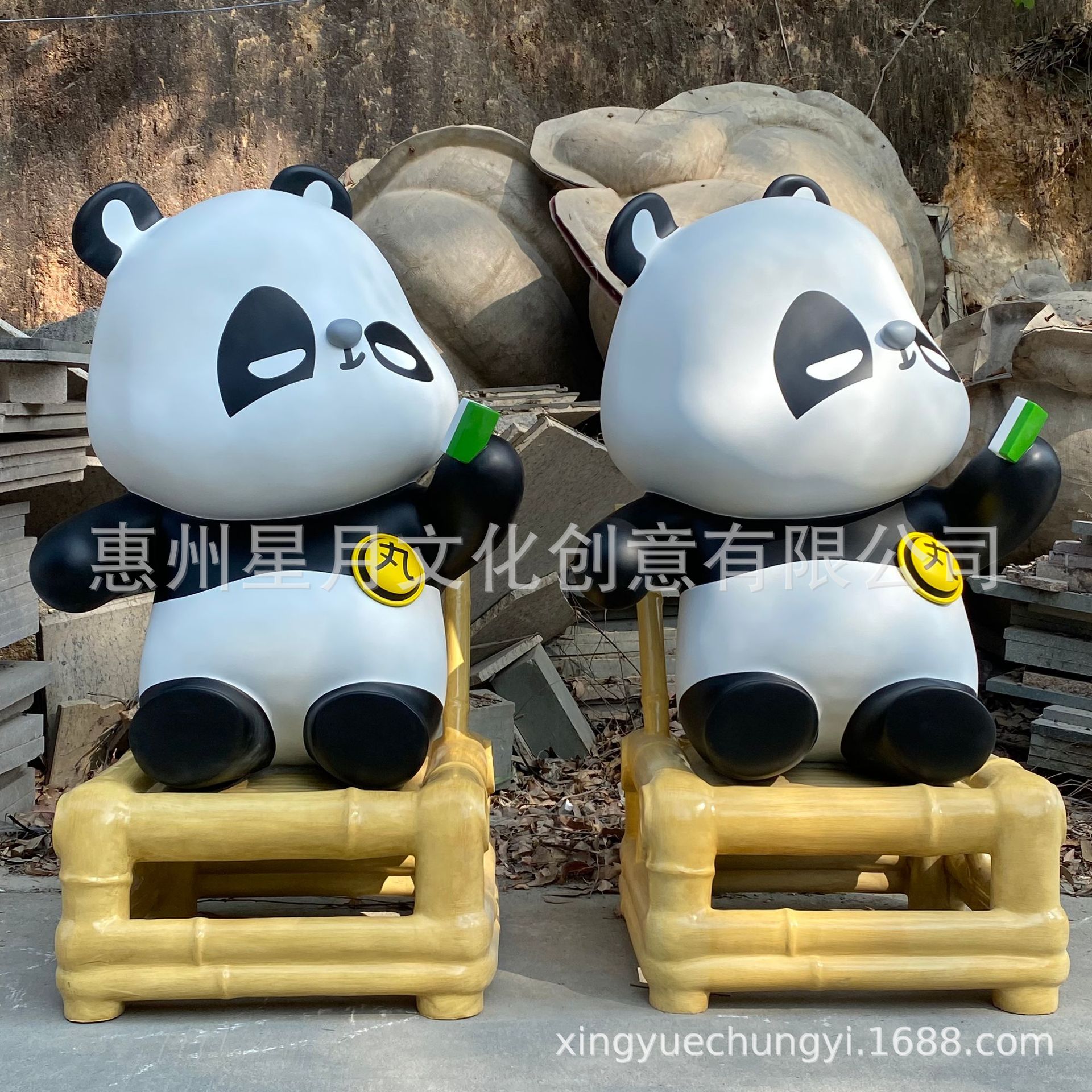 玻璃钢动物雕塑制作 户外广场商场美陈景观装饰卡通熊猫落地摆件