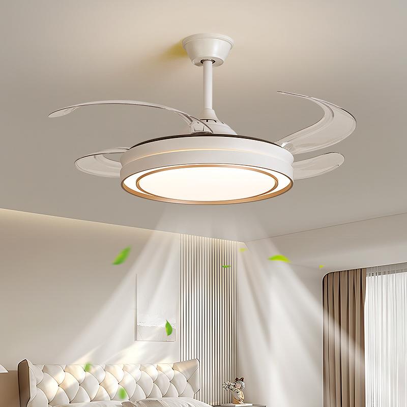 卧室风扇灯现代简约隐形静音电扇一体吸顶灯大风力客厅餐厅吊扇灯