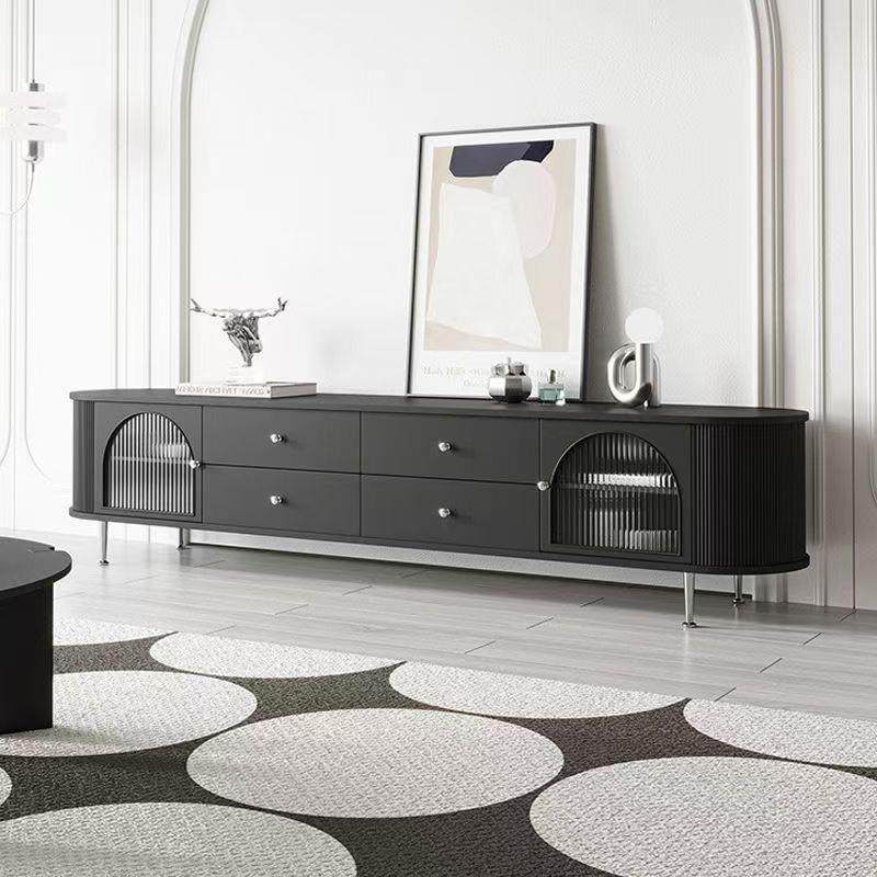 中古风法式实木电视柜黑色现代简约轻奢客厅电视柜2025新款地柜