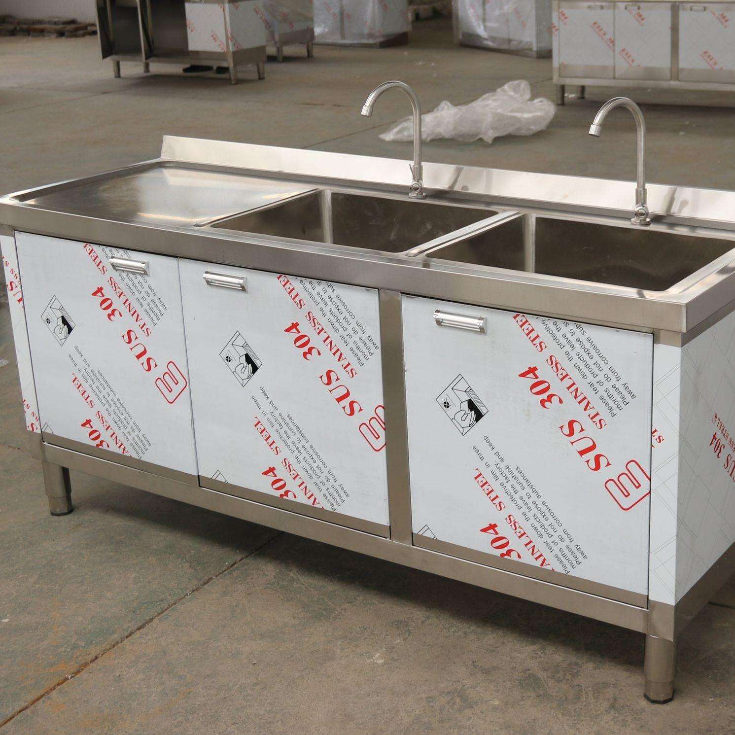 特厚不锈钢水池柜商用餐饮店洗菜池家用阳台水槽橱柜洗碗池膜304