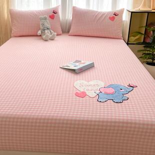 A类纯棉毛巾绣床单单件100全棉水洗棉儿童宿舍被单人床笠罩三件套