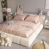 高级奶油风布泡芙床1.8米主卧气压储物床1.5米主卧大床科技布艺床