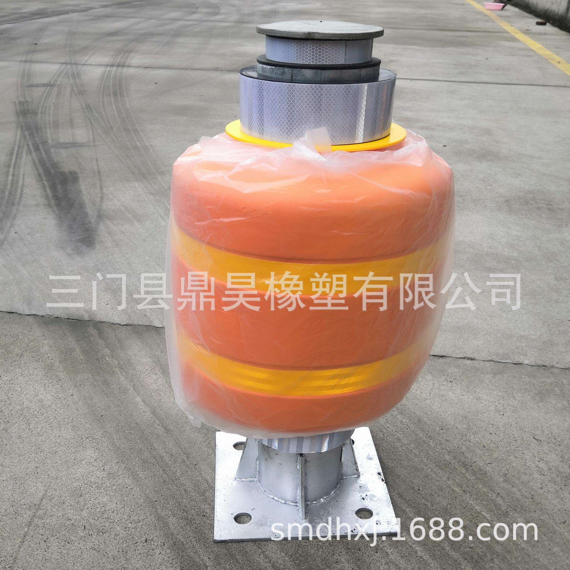 旋转式EVA防碰撞高弹性警示反光桶弯道警示防翻车塑料桶含立柱