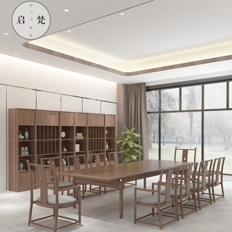现代书桌高端实木会议桌椅办公室商务接待多人条桌台尺寸颜色