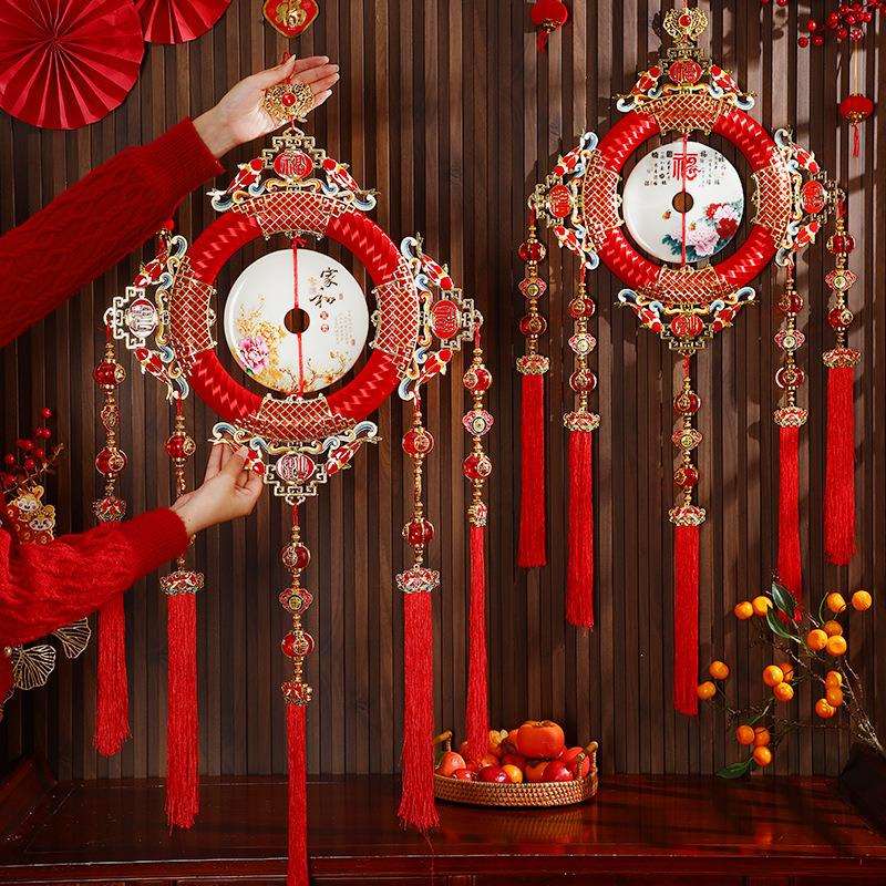 仿玉中国结挂饰平安扣客厅高档大号入户门玄关福字家和挂件春节