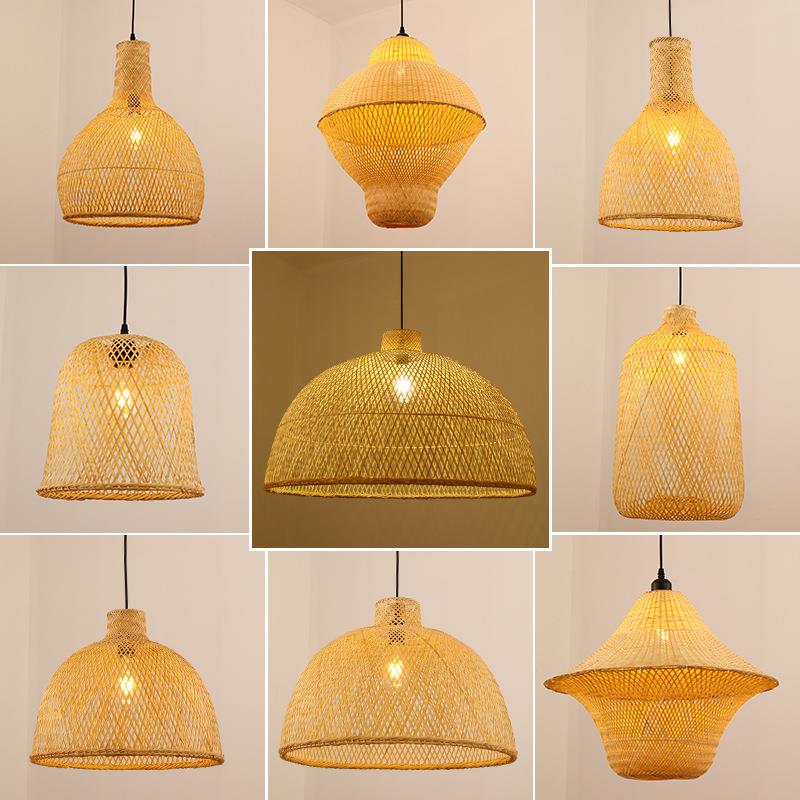 新中式手工竹编东南亚餐厅竹艺茶室茶楼装饰吊灯客厅卧室书房灯具