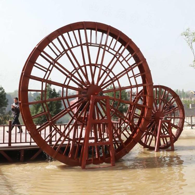农庄公园钢结构电动景观水车户外大型防腐木复古工艺品摆件成品