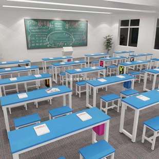 学校美术培训班课桌椅中小学生双人补习课桌长条员工桌托管班桌子