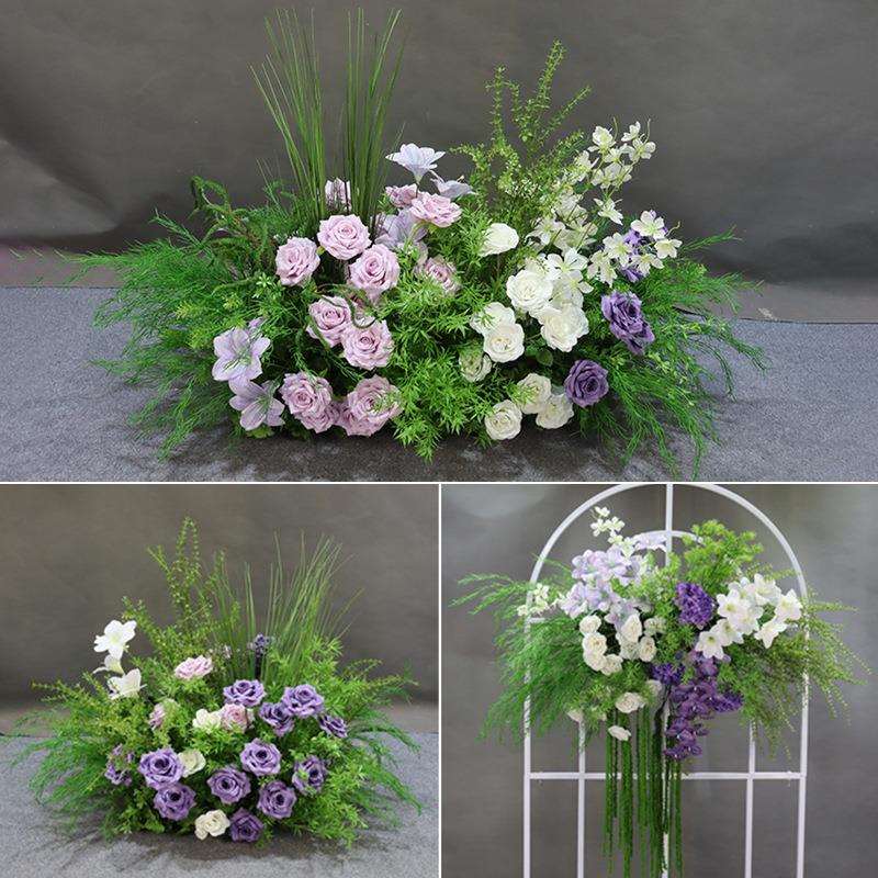 婚礼堂森系路引花地排花婚庆花艺花排迎宾花装饰花艺舞台布置道具