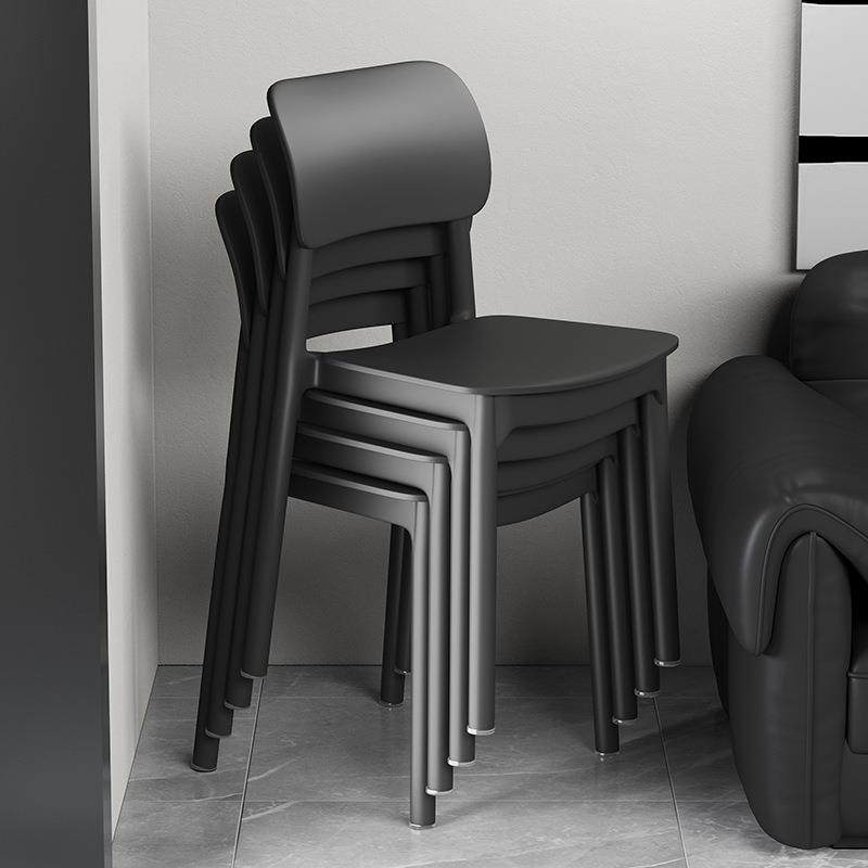 塑料餐椅可叠放家用加厚餐桌椅现代简约黑色凳子靠背餐厅休闲椅子