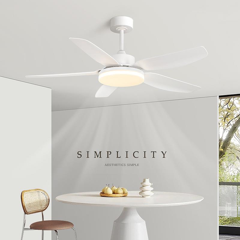 餐厅直叶吊扇灯2025新款简约奶油风客厅大风力风扇灯广东中山灯具