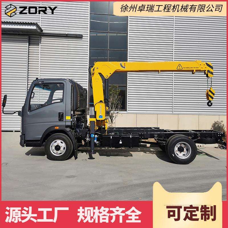 出口CE认证3.2吨随车吊平板箱货汽车3吨起重吊机直臂伸缩