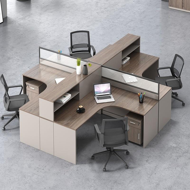 F^Y职员办公桌办公室员工桌十字型双4四6人卡座财务屏风桌椅工位