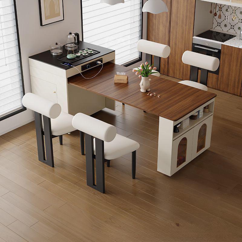 新款岛台餐桌一体家用小户型可伸缩折叠多功能可移动储物泡茶饭桌