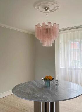 法式淡蓝色玻璃南洋中古客厅穆拉诺水晶别墅楼梯客厅吊灯