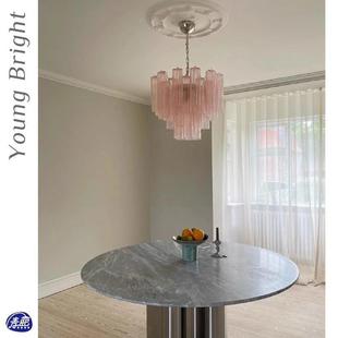 法式淡蓝色玻璃南洋中古客厅穆拉诺水晶别墅楼梯客厅吊灯