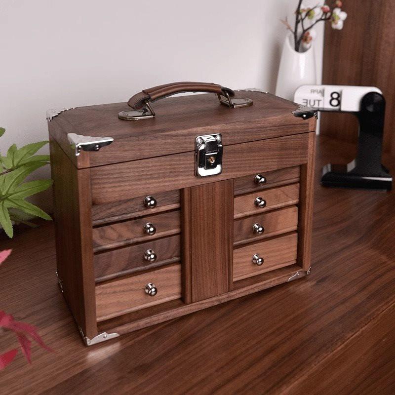 R^5o大人中古首饰盒mini小箱子G牌收纳柜首饰箱木质其他美式