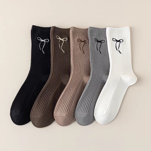 无骨袜子女中筒袜美拉德秋冬款堆堆袜咖色长筒袜女士搭配勃肯鞋