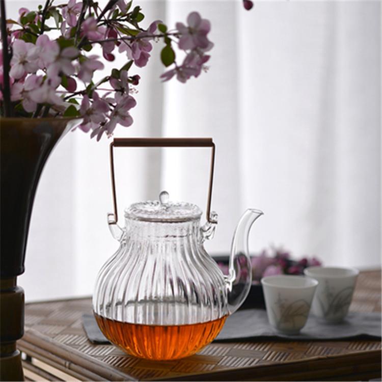 玻璃煮茶壶提梁蒸茶壶耐热透明泡茶壶可电炉加热烧水壶茶具