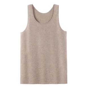 男士羊绒背心100纯山羊绒贴身套头圆领修身针织秋冬 纯色保暖马甲